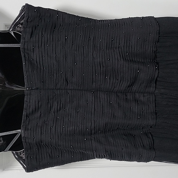 BCBG MAXAZRIA Rhinestone BLACK MAXI Chiffon DRESS - Picture 2 of 11